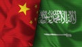 Saudi Arabia and China Realistic Flag Ã¢â¬â Fabric Texture Illustration